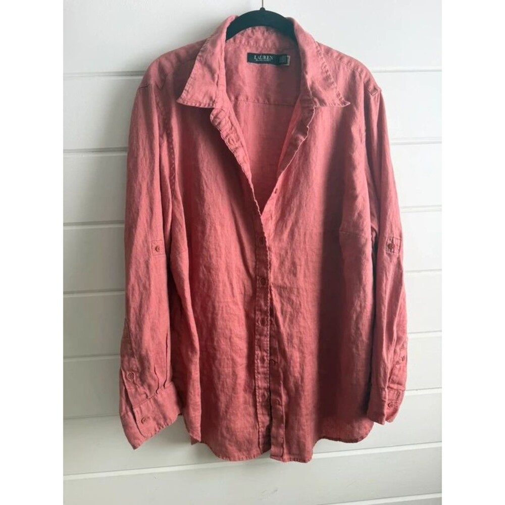 100% Linen Ralph Lauren Button Down Shirt Womens 2X
